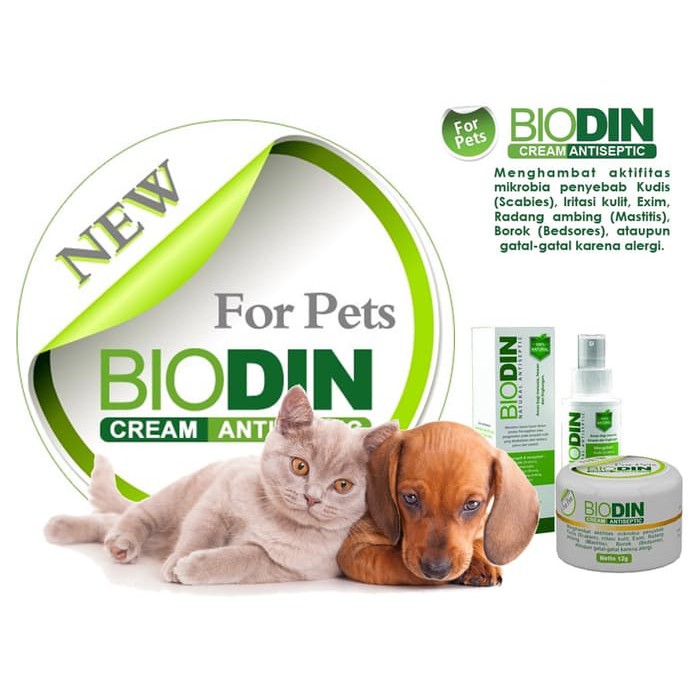 BIODIN 12gr cream hijau / obat jamur scabies / hewan / kucing anjing / pet