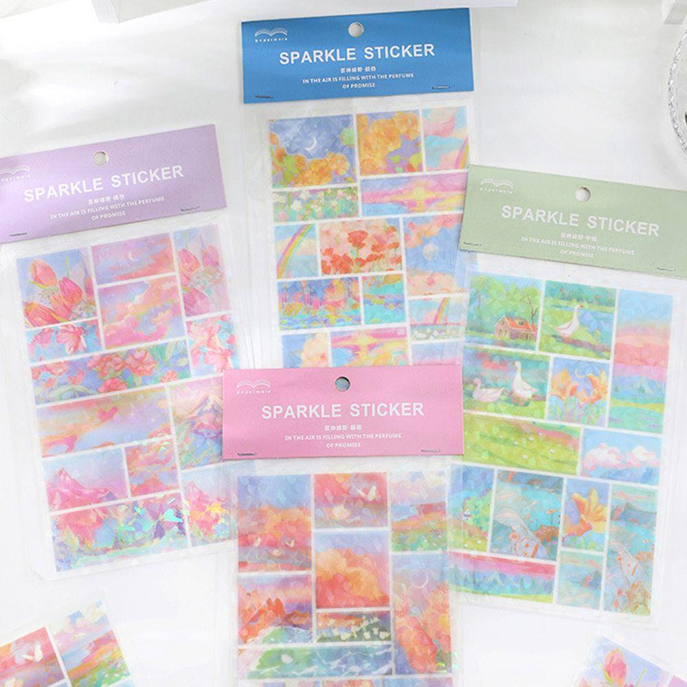 Mxbeauty Forest Stationery Stiker Shiny Ins Sky Green Field Scrapbooking Jurnal Perlengkapan Sekolah