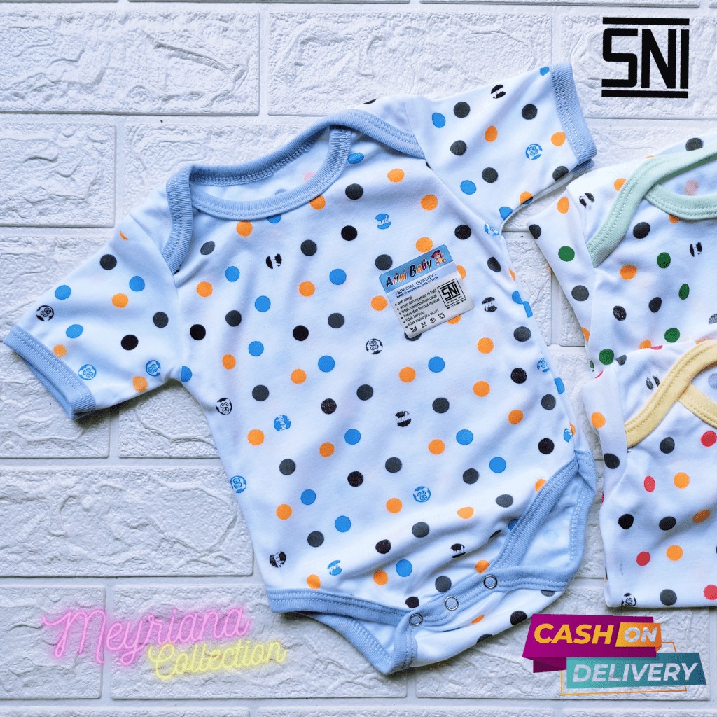 3 Setel Baju Jumper Bayi Setelan Baju Kodok Jumsuit Motip Polkadot Bayi Baru Lahir Bodysuit Newborn 0 - 63 Bulan Meyriana Collection