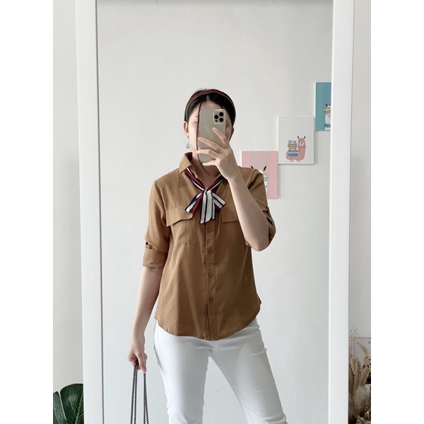 Yalita Top (Atasan import linen dengan syal)