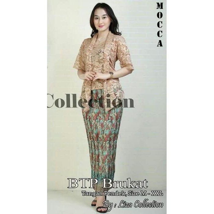 Set Kebaya Kutubaru Brokat Lengan Pendek