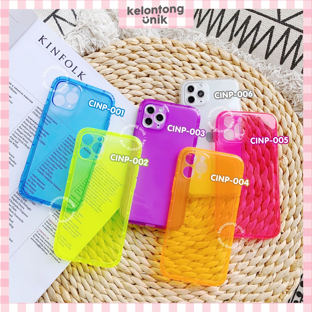 (Seri 3) For iPhone - Neon Shock Proof Case - Full Cover Soft Case + Camera Protection Lens Cover