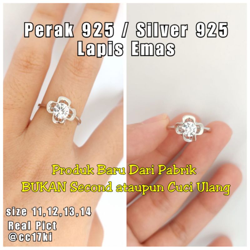 CINCIN TELUNJUK PERAK925 LAPIS EMAS PUTIH ASLI ANTI KARAT Cincin Wanita Perak 925 Cincin s925 awet