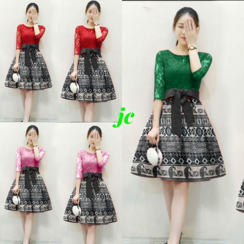 JCIJ - Dress Brukat Holly / Dress Wanita Elegant Terbaru / Dress Wanita Casual Kekinian