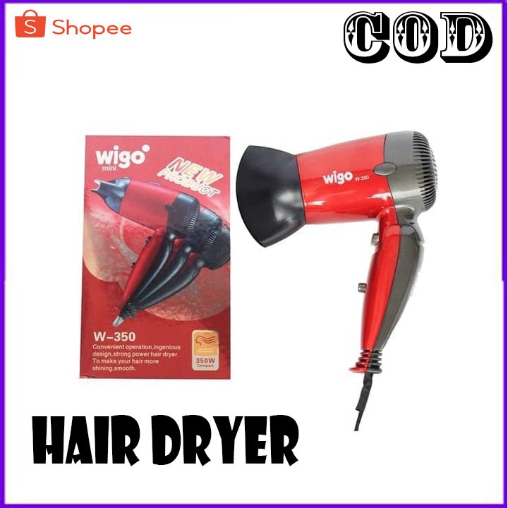 Pengering Rambut Wigo W-350 Travel Hair Dryer/HairDryer Mini/Hair Dryer Lipat 350 Watt BERGARANSI RESMI 1 TAHUN MANTAP