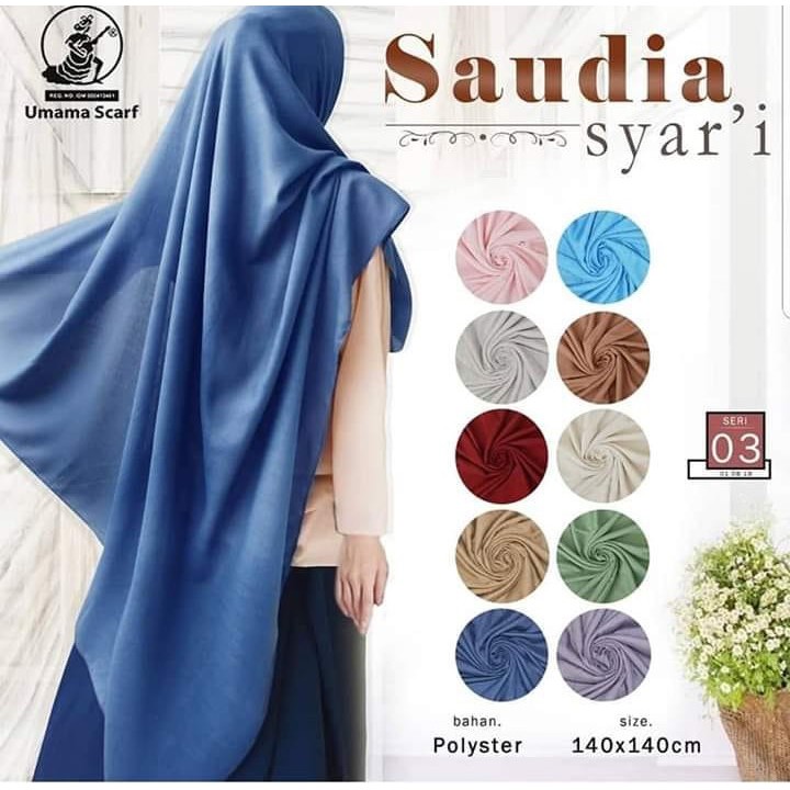 KU064 SAUDIA SYARI UMAMA SYAR'I SEGIEMPAT JILBAB JUMBO jilbab segiempat