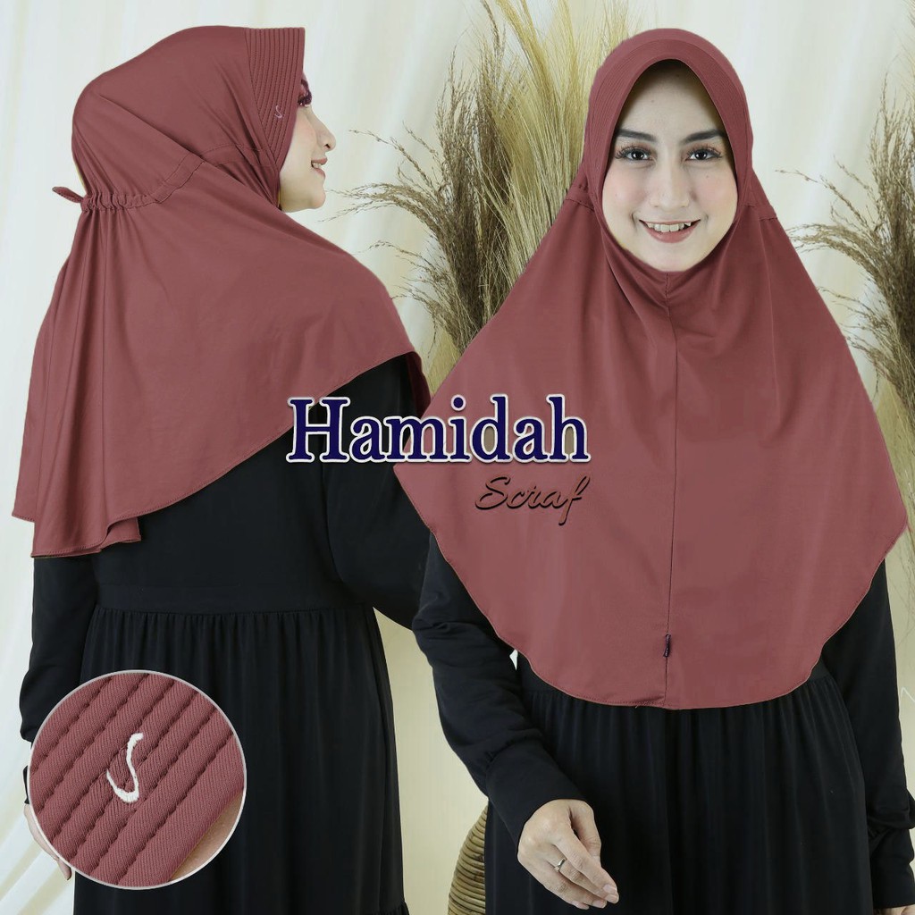 Jilbab Bergo Terbaru Kerudung Instan Serut Hamidah Polos Hijab Instan Serut Hamidah RUMAH HIJA'B-MILO