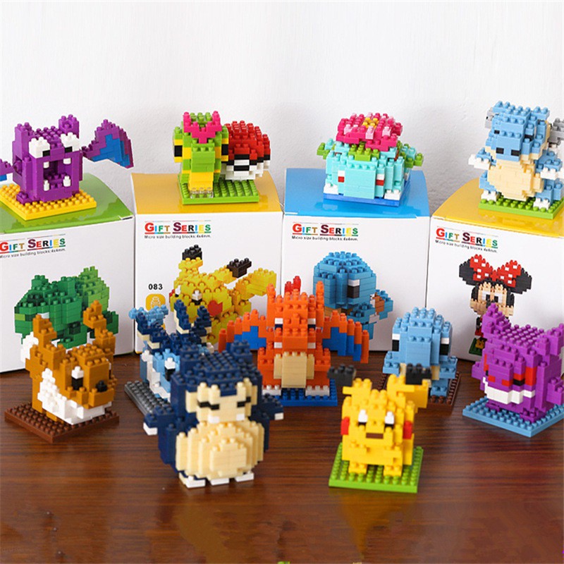 Mainan Puzzle Balok Bangunan Mini Model LEGO Pokemon Pikachu Untuk Edukasi Anak