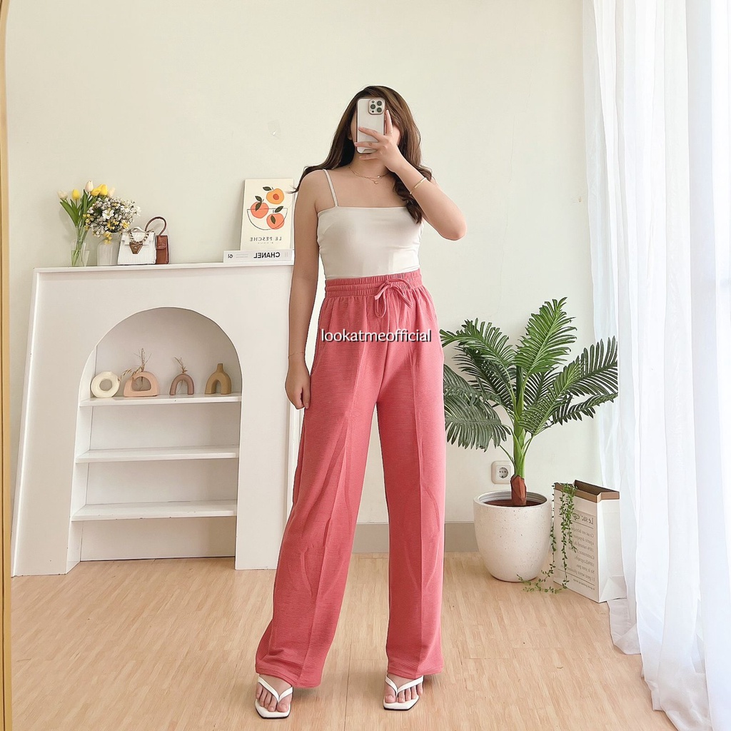 lookatmeofficial - Laurent Knit Pants - Celana Kulot Basic Highwaist Murah Berkualitas