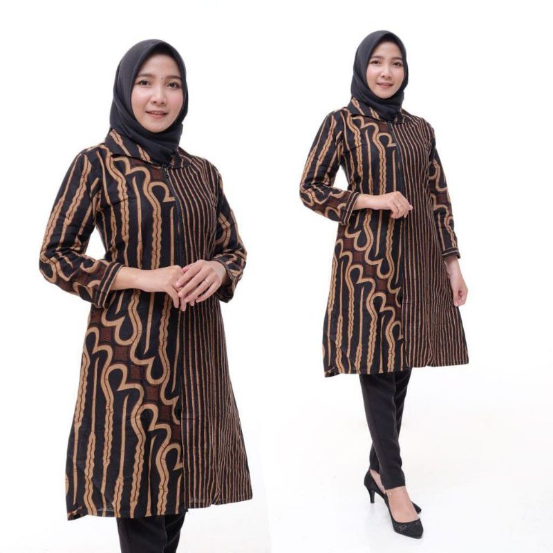 Tunik Batik 2021/ Tunik Modern/ Tunik Zipper/ Atasan wanita/ Baju Muslim