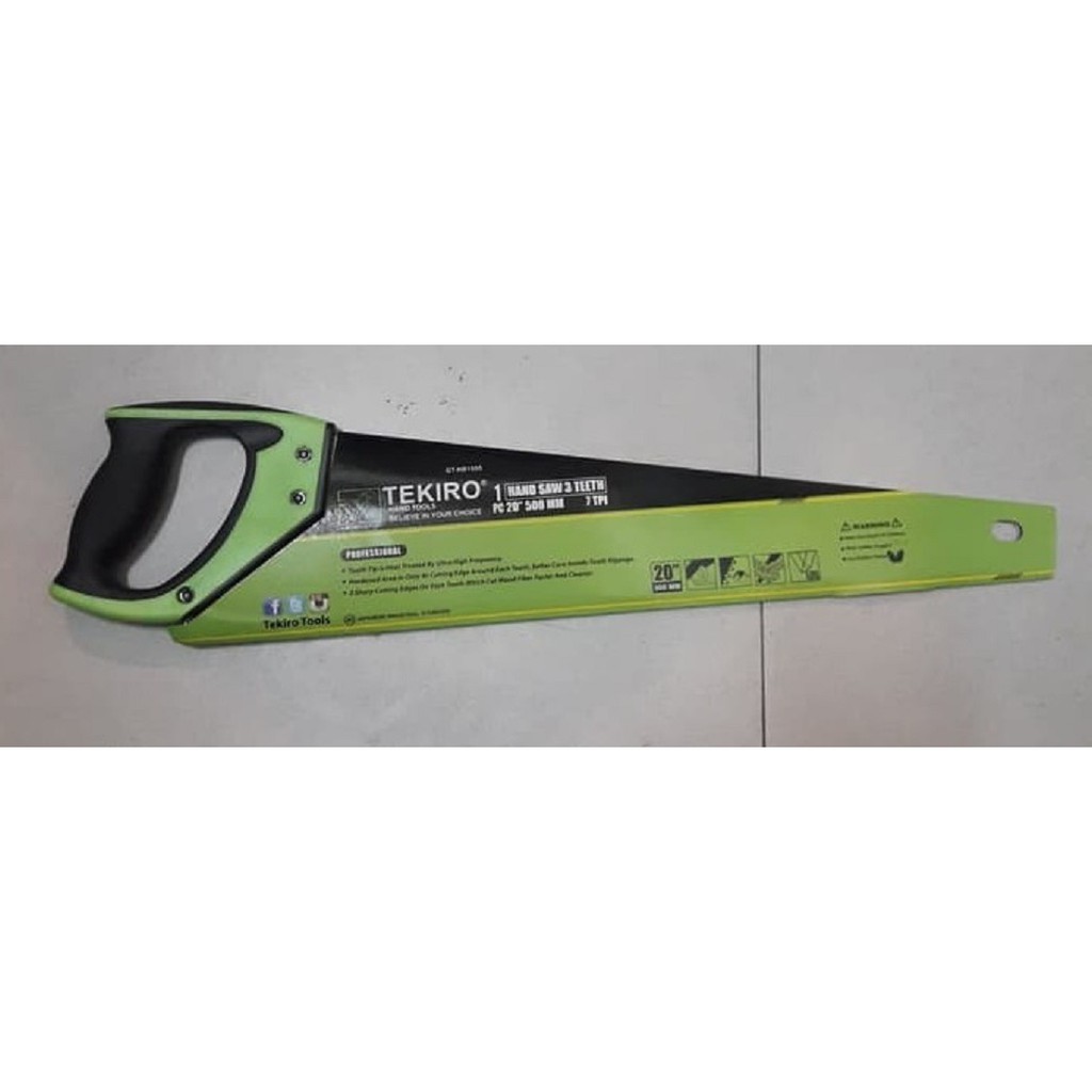 TEKIRO - GERGAJI KAYU 20 INCH GERGAJI TANGAN GAGANG TPR FIBER 3 MATA