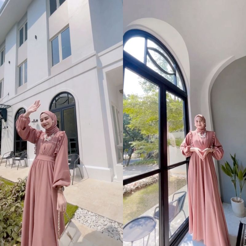 SHAMARA DRESS CERUTY ARMANY FULL FURRING/VEREN MAXY FREE BELT/FASHION MUSLIM WANITA M L XL/GAUDY MAXY/GAMIS KEKINIAN/FAR MOSLEMSTORE