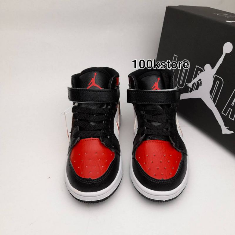 Sepatu Anak Nike Air Jordan anak laki laki black red size 21-35 real pict