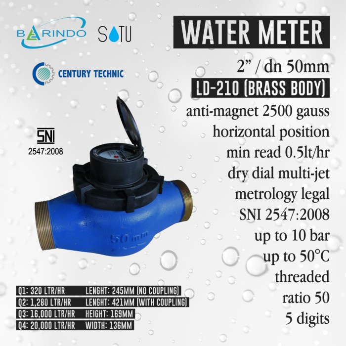 Pertukangan - Water Meter / Meter Air Barindo Ld210 2"