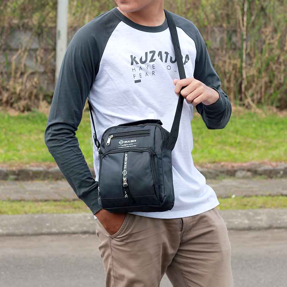 Tas Selempang Distro Pria Sling Bag Slimbag Sligbag Keren Casual Premium Bahan Polyester Anti Air