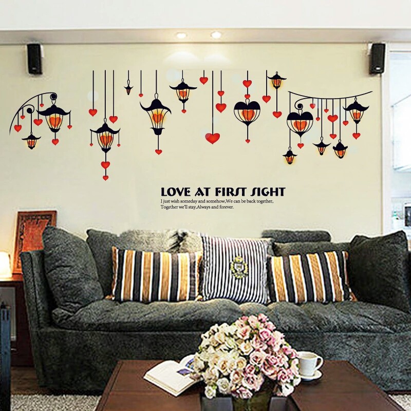 RELIZA WALL STICKER LAMPU GANTUNG LAMPION HATI LOVE FIRST SIGHT SK9147 STIKER DINDING