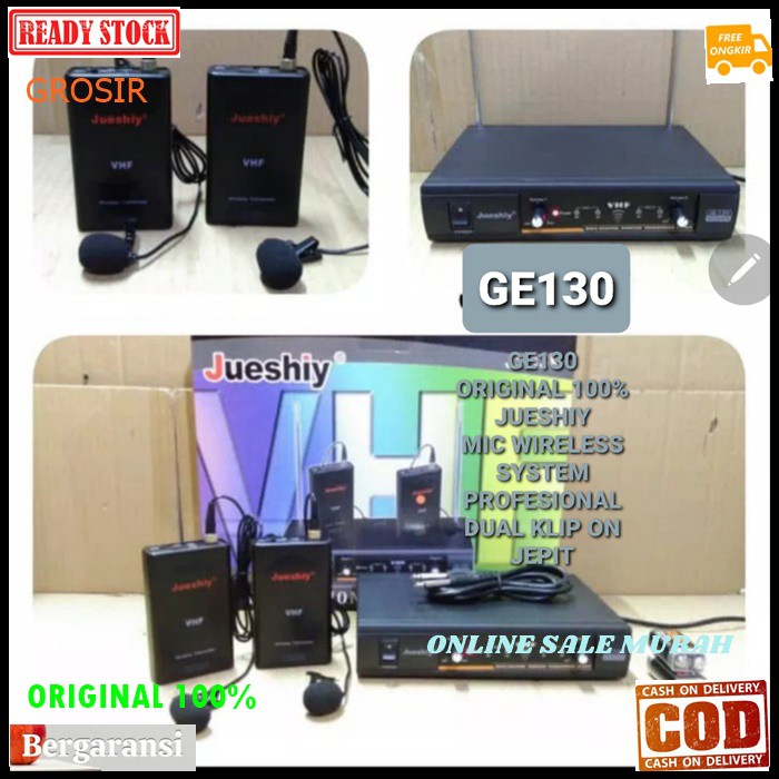 G130  Jueshiy original 100% Mic jepit wireless system mik wireles sistem dual sepasang microphone condesor klip clip tie baju kerah pro karaoke mikrophone audio sound vokal vocal professional pro panggung dj studio Kancing sensitif aux ceramah pidato acar