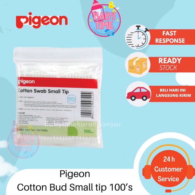 Pigeon Cotton Swab 100pcs Small Tip ukuran kecil &amp; Cotton Swab besar / Cottonbud Korek Telinga