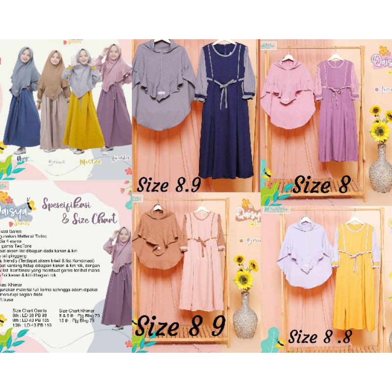 gamis qaisya series ..baju anak muslim..size 8 & 9