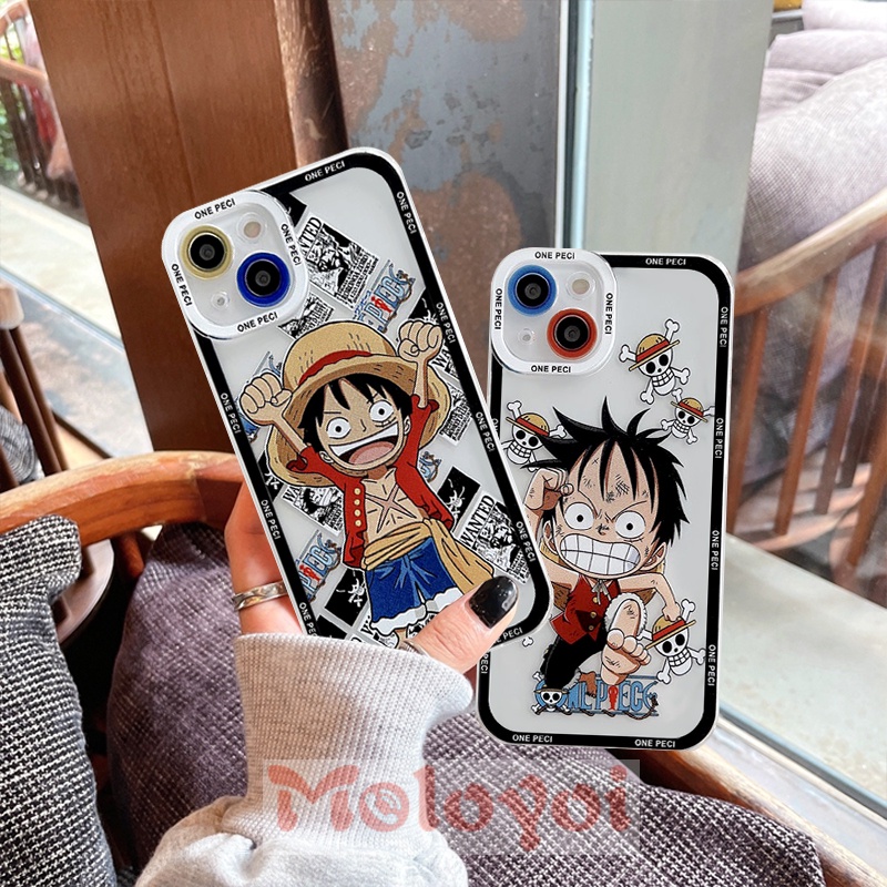 Soft Case TPU Transparan Motif Kartun Luffy One Piece Untuk iPhone 7 8 Plus 11 XR 12 13 11 Pro MAX 6 6S Plus X XS MAX SE 2020