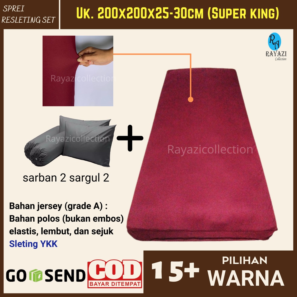 SARUNG KASUR RESLETING (SET) 200X200 / BUNGKUS COVER KASUR SPRINGBED