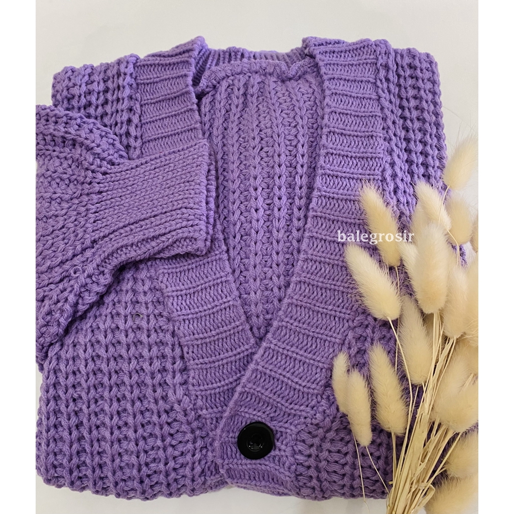[COD] Nakara Cardigan Rajut Premium Malika Crop Nacara Cardi 3 GATE TEBAL-3 GATE LILAC