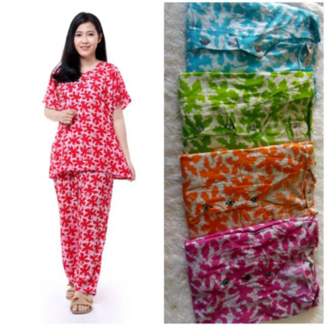 150 RB DAPAT 4 PCS SETELAN BATIK CELANA PANJANG BAJU TUDUR NYAMAN BAJU HAMIL BUSUI WANITA DASTER MURAH BATIK PEKALONGAN