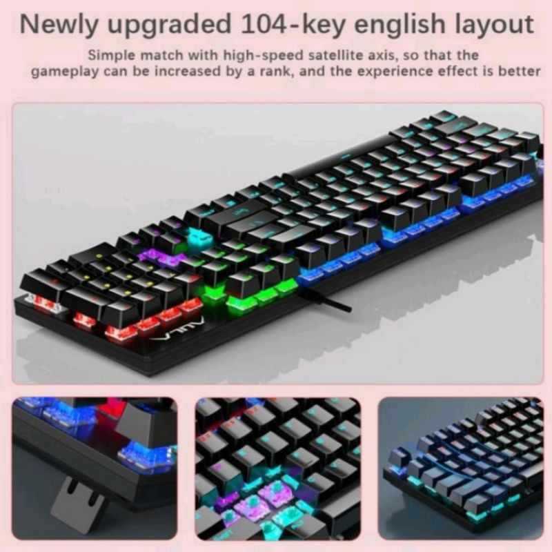 Keyboard Gaming Mechanical AULA S-2022 LED- Macro Software suport otg