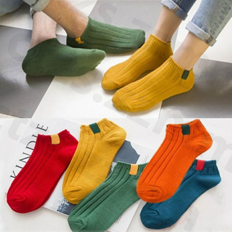 Kaos Kaki Polos 2 Warna Garis Pendek Semata Kaki Kaos Kaki Polos Fashion Ankle Cute Import - Kaos Ka