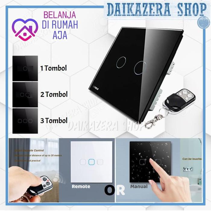 Saklar Listrik | Saklar Lampu Luxury Touch Led With Remote Switch - 2 Tombol - 1 Tombol