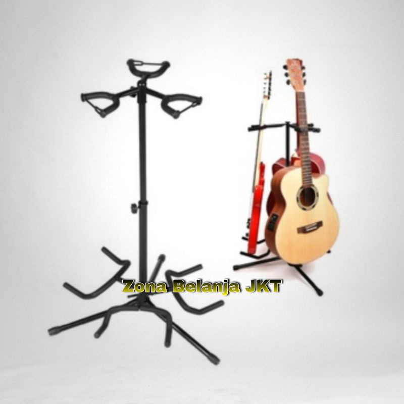 STAND GITAR KAKI TIGA 3 DUDUKAN GITAR AKUSTIK ELEKTRIK BASS IMPORT