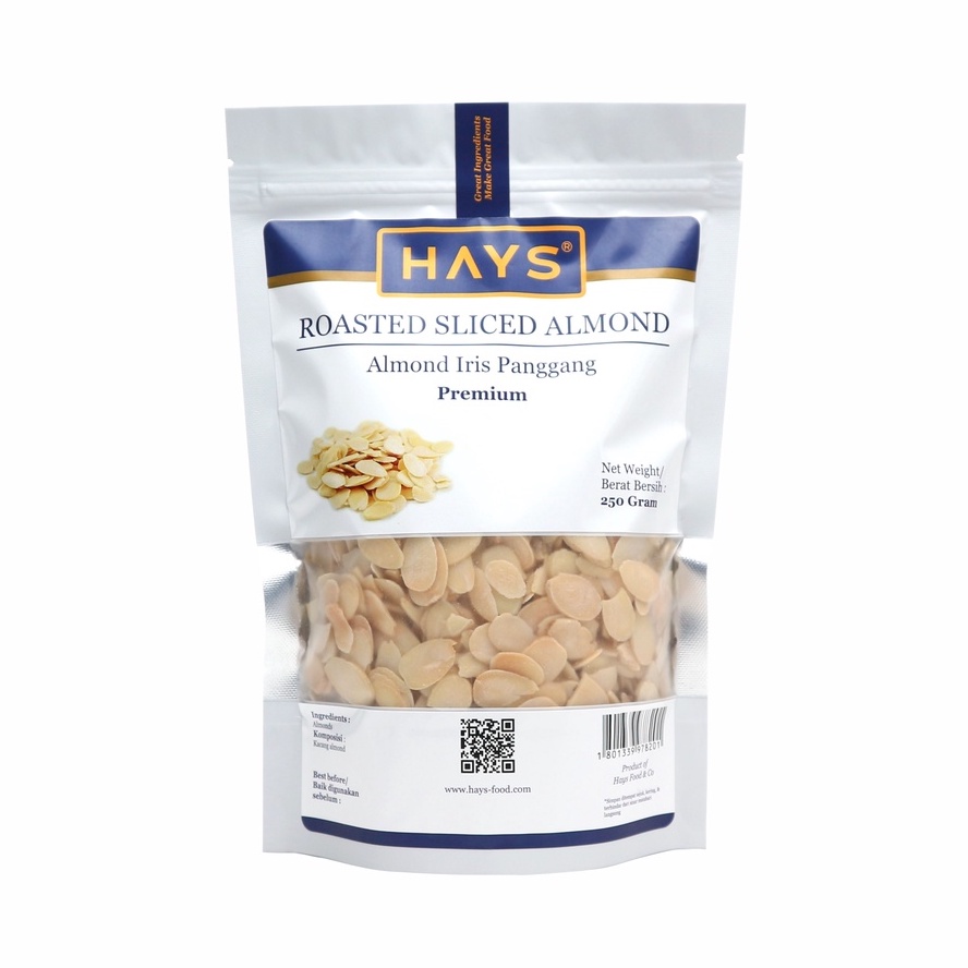 Almond Iris Panggang 250 GRAM / Roasted Sliced Almond 250 GRAM - HAYS