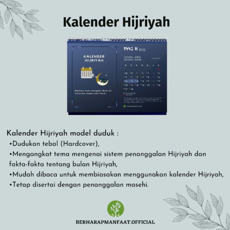 Kalender meja Hijriyah 2022/1443-1444H