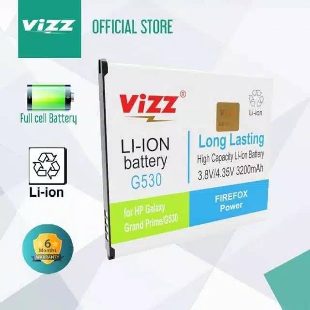 Baterai Vizz Double power Samsung G530 Grand Prime
J2 Prime
J3
J3 2016
J500