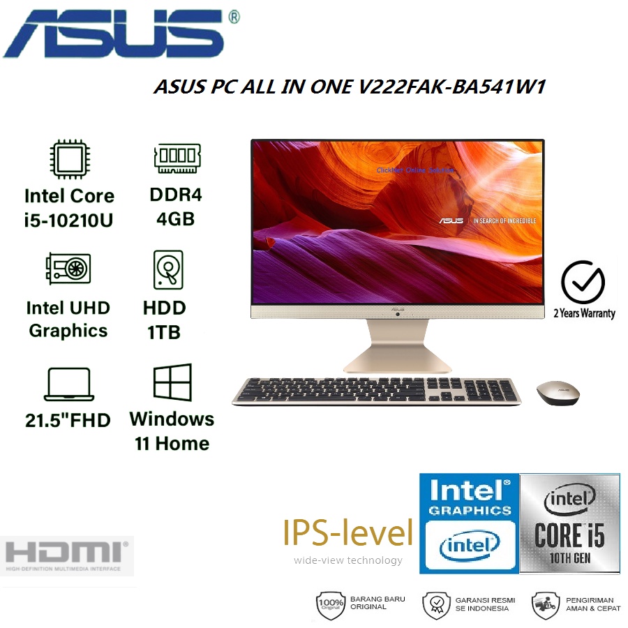 Jual Pc Asus All In One V222fak Ba541w1 I5 u 4gb 1tb Hdd 21 5 Fhd Win11 Shopee Indonesia