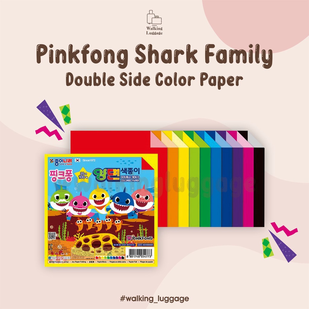 

Pinkfong Shark Family - Double Side Color Paper | Kertas Lipat | Origami