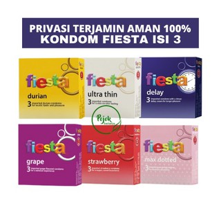 Image of Kondom Fiesta Isi 3 Pcs Max Dotted / Delay / Ultra Thin / Grape / Strawberry / Banana / Extreme / Etc) / BISA BAYAR DITEMPAT(COD)