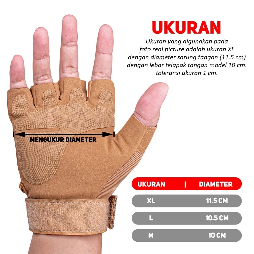 SARUNG TANGAN PRIA SEPEDA MOTOR AKSESORIS PENGENDARA PELINDUNG TANGAN GLOVES HALF FINGER OUTDOOR MODEL BATOK