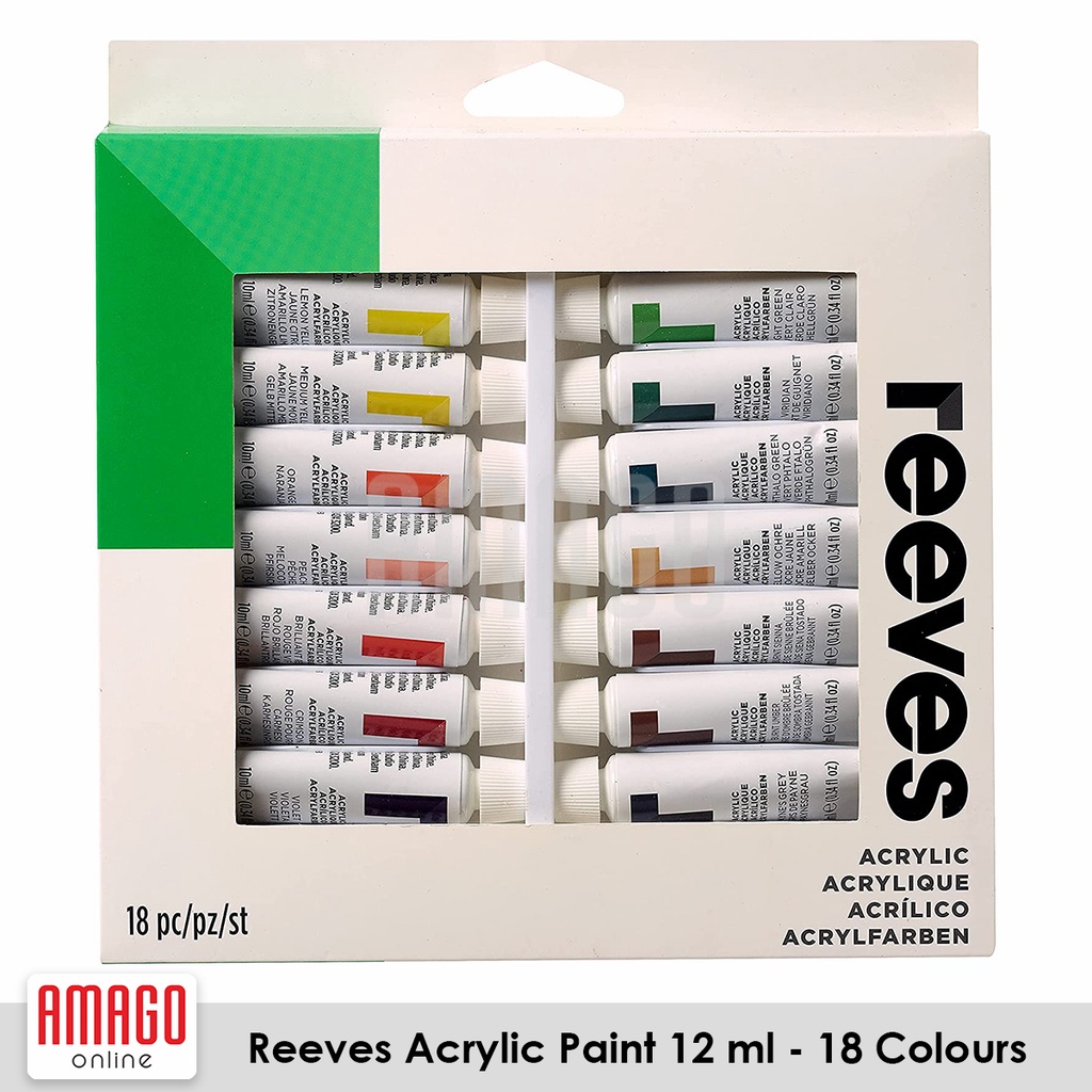 REEVES ACRYLIC PAINT 12 ml - SET 18 COLOURS