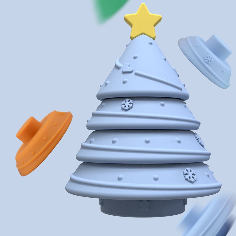 Mainan Pohon Natal Bahan Silikon Untuk Edukasi Anak