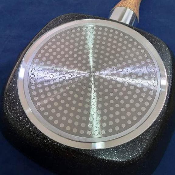 Mantap Yoshikawa Grill Pan Panci Penggorengan Teflon Kotak Marble 28 Cm Promo