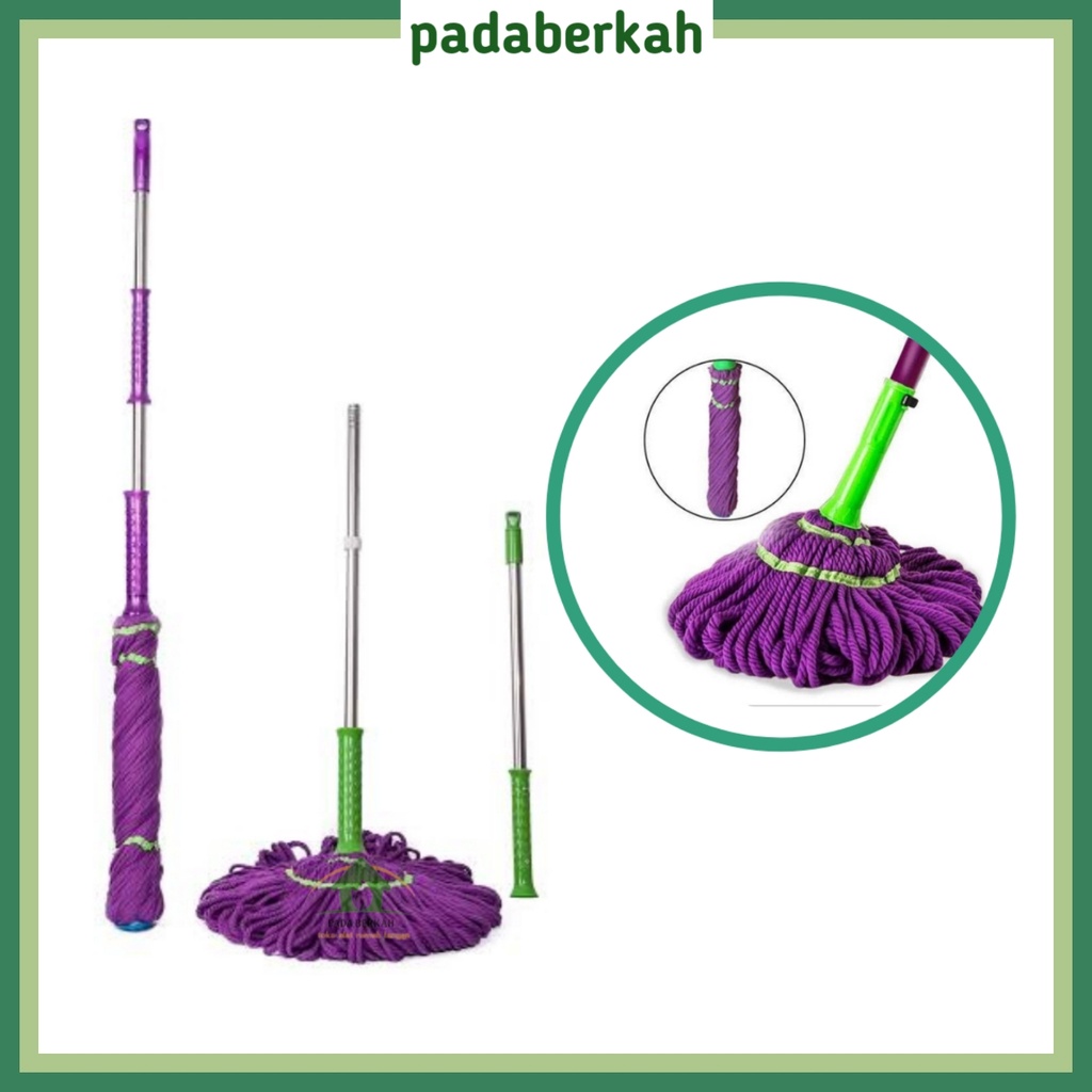 Alat Pel Lantai Peras Putar Microfiber Praktis/ Alat Pel Lantai Tanpa Kotori Tangan/Magic Twist Mop