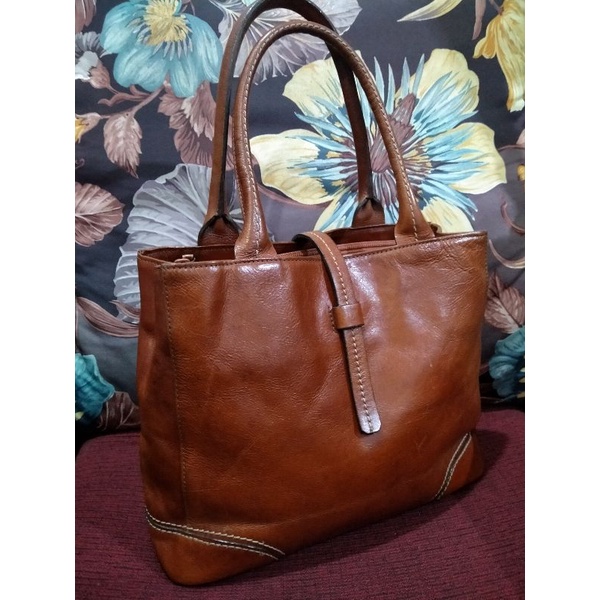 tas wanita kulit asli no brand second seken preloved