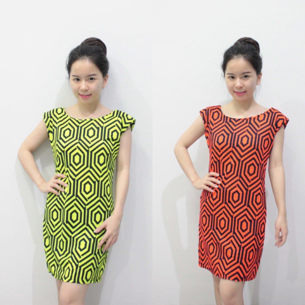 dress hijau neon dress orange neon