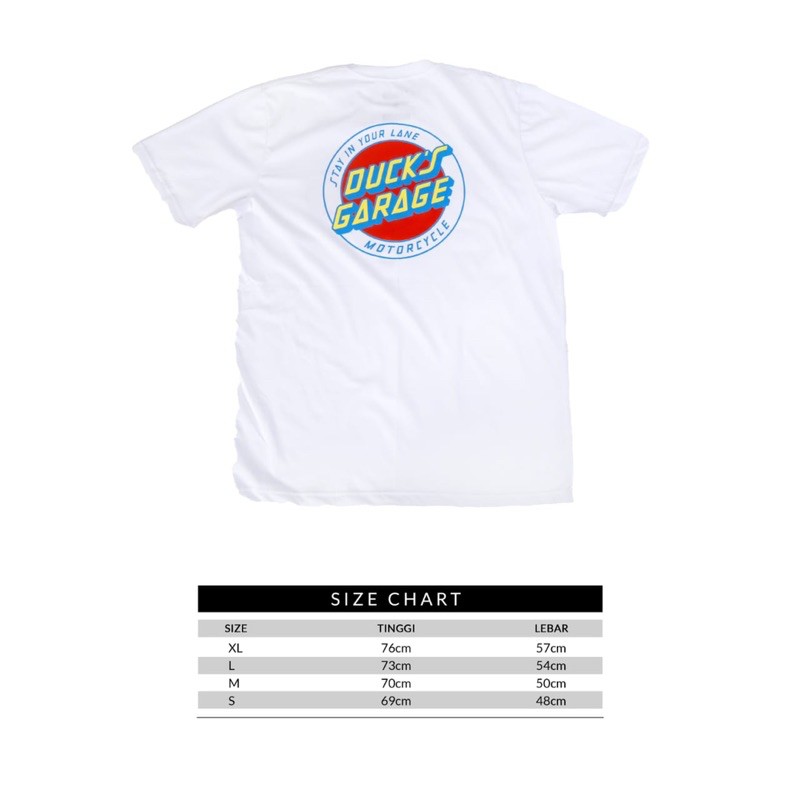 t-shirt ducks garage motorcycle white