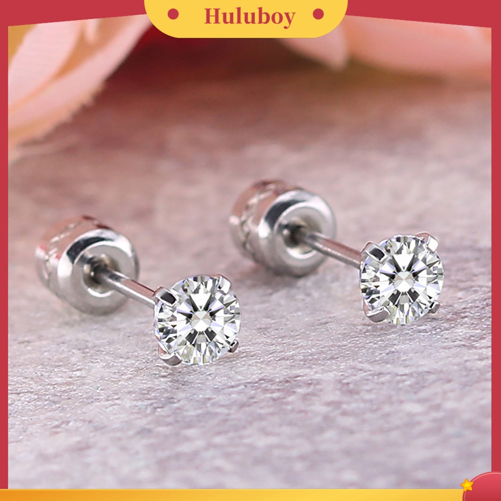 Hu Hu Hu Hu Hu Alat Bantu Pasang Kacamata♡ Anting Stud Cubic Zirconia Berlian Imitasi Bahan Titanium Steel Untuk Unisex