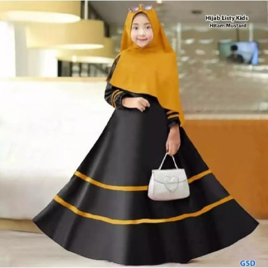 LISTY SYARI KIDS 9-12 Tahun MOSCREPE Dapat GAMIS + HIJAB Gamis Anak Perempuan Gamis Anak Murah 2021