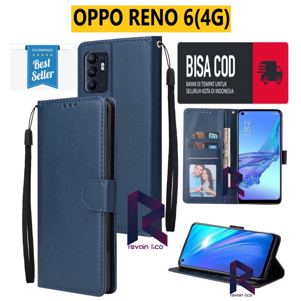 CASING NEW OPPO RENO 6 4G FLIP WALLET LEATHER KULIT PREMIUM SARUNG BUKA TUTUP FLIP CASE OPPO RENO 6 4G