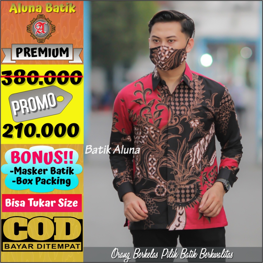 Batik Pria Lengan Panjang Baju Kemeja Batik Premium Laki Laki Furing Solo Produksi Batik Cowok Modern Jawa Aluna 2021