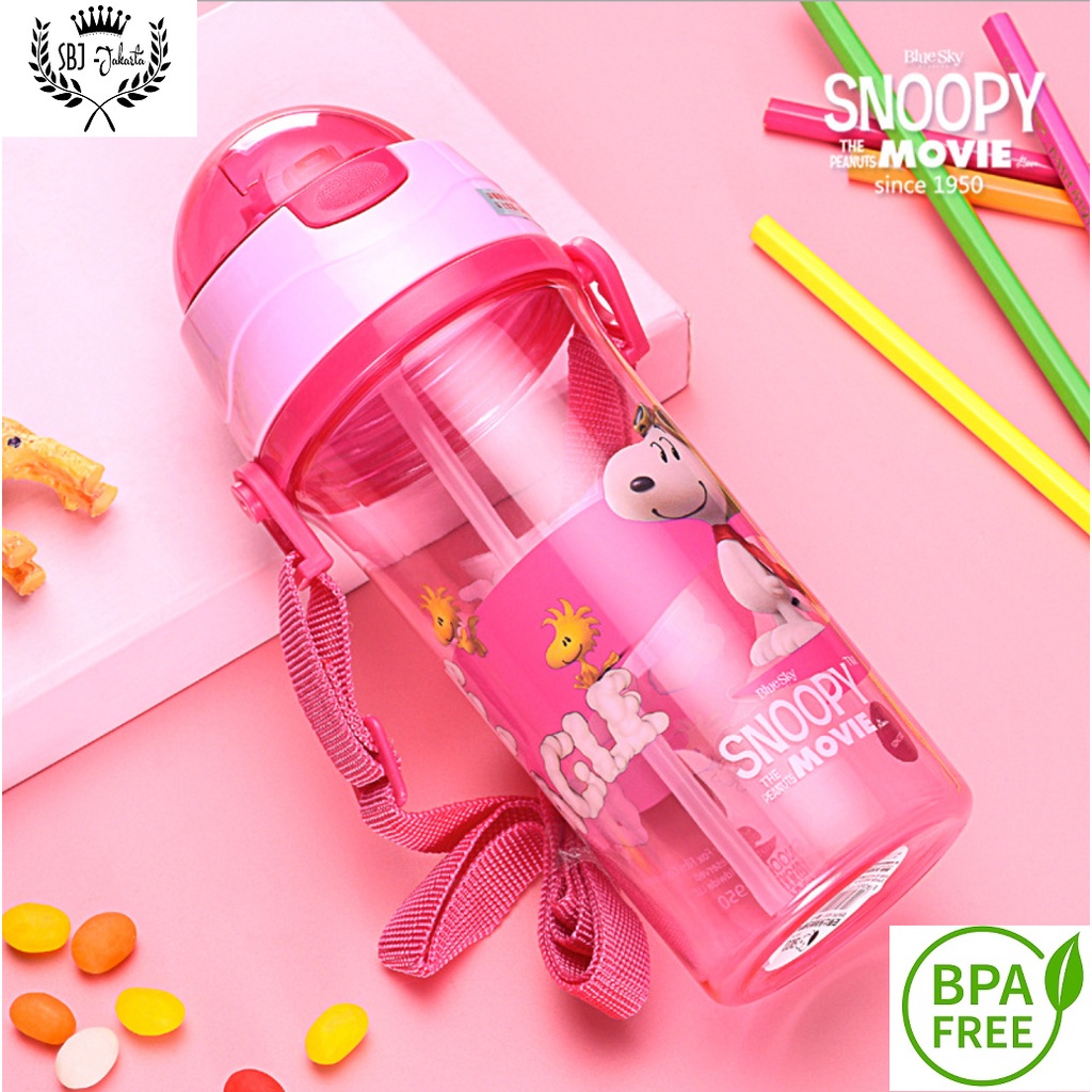 BOTOL MINUM PLASTIK ANAK BPA FREE 450 ML SNOOPY THE MOVIE ORIGINAL